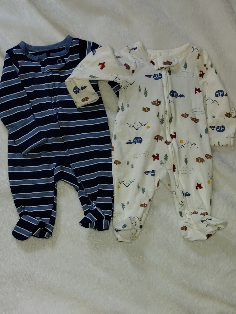Carter's Navy Striped and Cream Printed Baby One-Piece Set